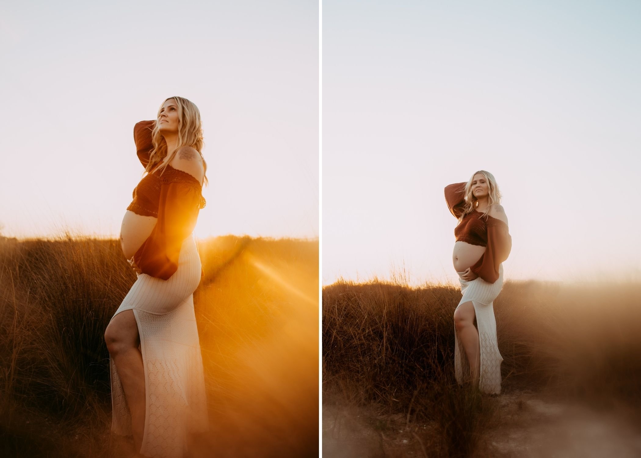 Boho Maternity Photoshoot Sunset Beach