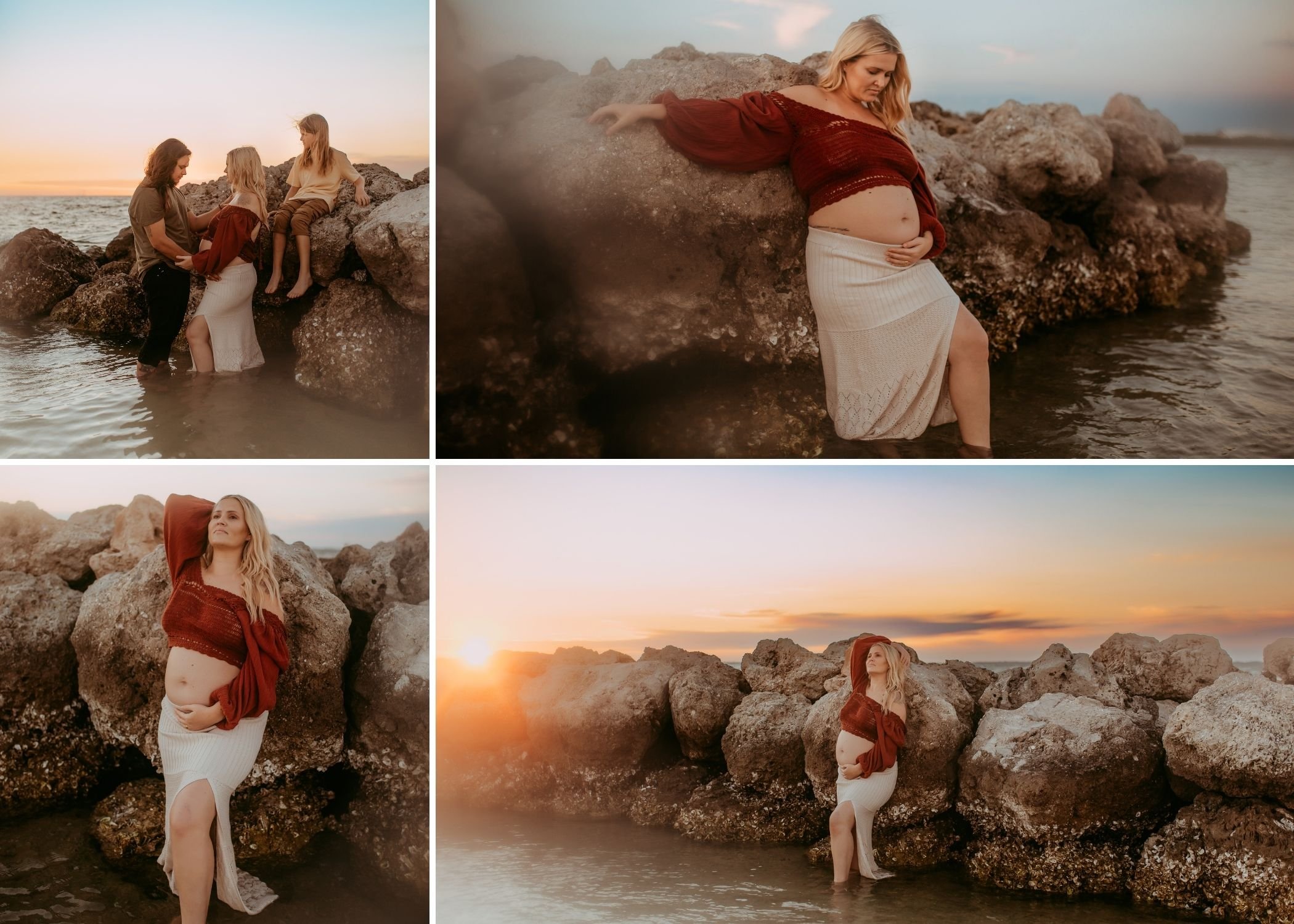 sunset beach Boho Maternity Photoshoot